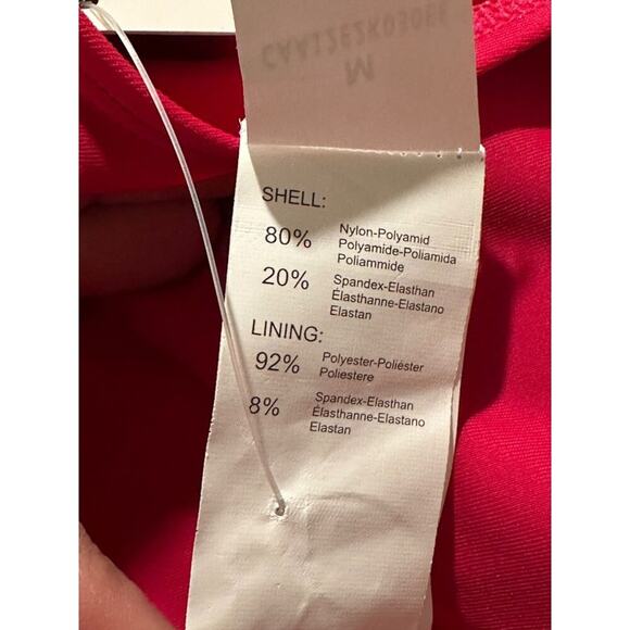 Cupshe Women’s Medium One Piece Swimsuit Hot Pink Plunge V Neck Crisscross Back - Picture 8 of 8